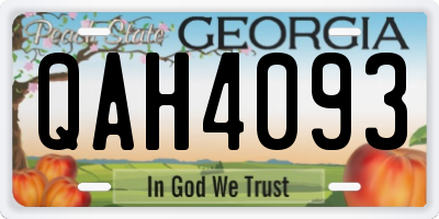 GA license plate QAH4093