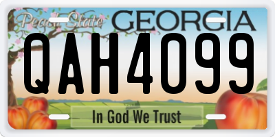 GA license plate QAH4099