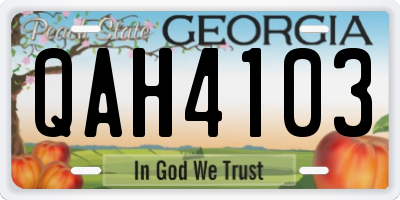 GA license plate QAH4103