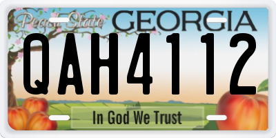 GA license plate QAH4112
