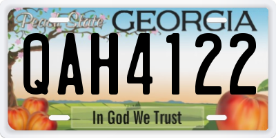 GA license plate QAH4122