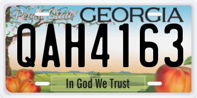 GA license plate QAH4163
