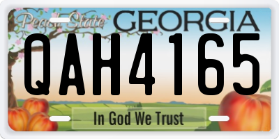 GA license plate QAH4165