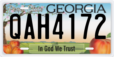 GA license plate QAH4172