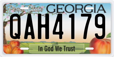 GA license plate QAH4179