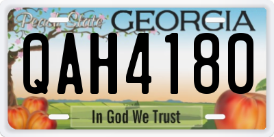 GA license plate QAH4180