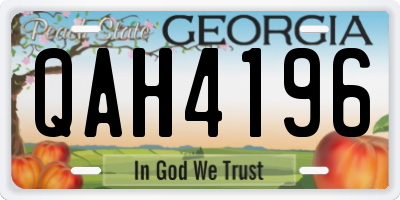 GA license plate QAH4196