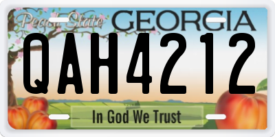 GA license plate QAH4212