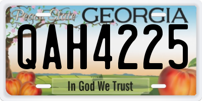 GA license plate QAH4225