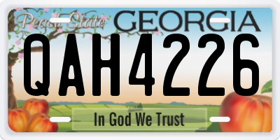 GA license plate QAH4226