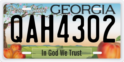 GA license plate QAH4302