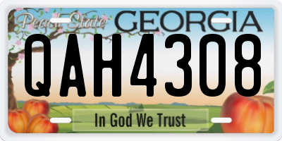 GA license plate QAH4308
