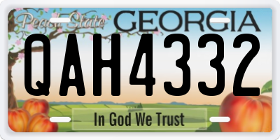 GA license plate QAH4332