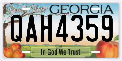 GA license plate QAH4359