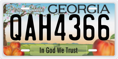 GA license plate QAH4366