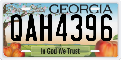 GA license plate QAH4396