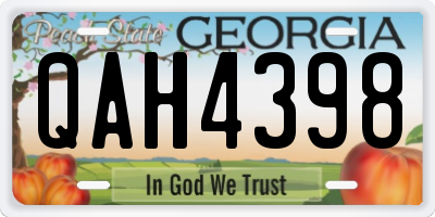GA license plate QAH4398