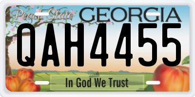 GA license plate QAH4455