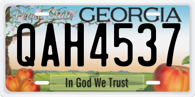 GA license plate QAH4537