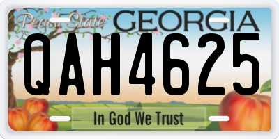 GA license plate QAH4625