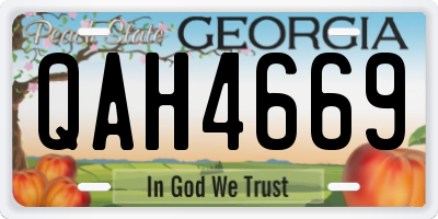 GA license plate QAH4669