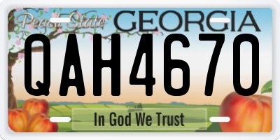 GA license plate QAH4670