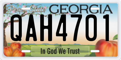 GA license plate QAH4701