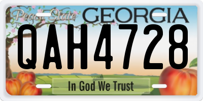 GA license plate QAH4728