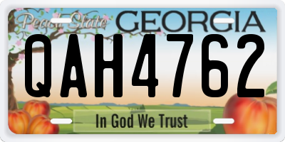 GA license plate QAH4762