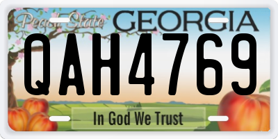 GA license plate QAH4769