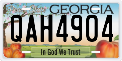 GA license plate QAH4904