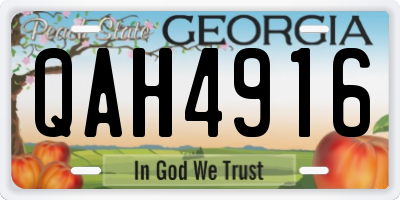 GA license plate QAH4916