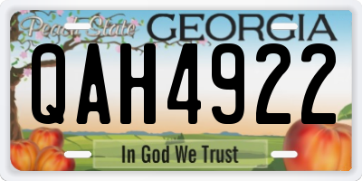 GA license plate QAH4922