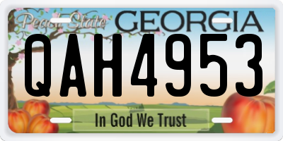 GA license plate QAH4953