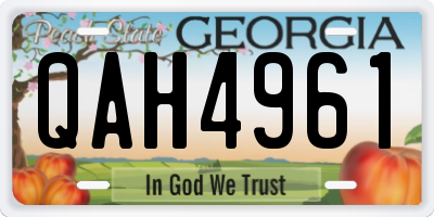 GA license plate QAH4961