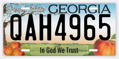 GA license plate QAH4965
