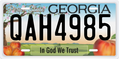 GA license plate QAH4985