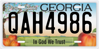 GA license plate QAH4986