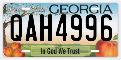 GA license plate QAH4996