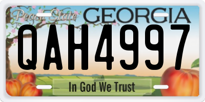 GA license plate QAH4997