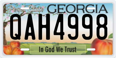 GA license plate QAH4998