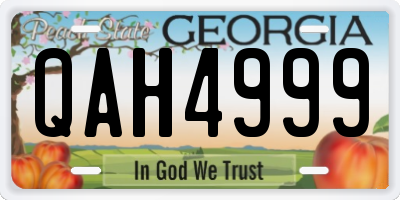 GA license plate QAH4999