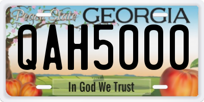 GA license plate QAH5000