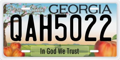 GA license plate QAH5022