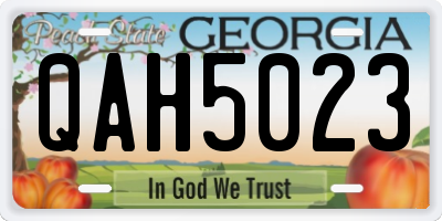 GA license plate QAH5023