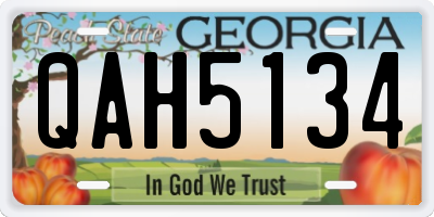 GA license plate QAH5134