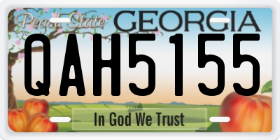 GA license plate QAH5155