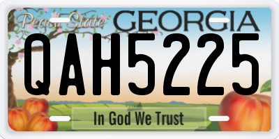 GA license plate QAH5225