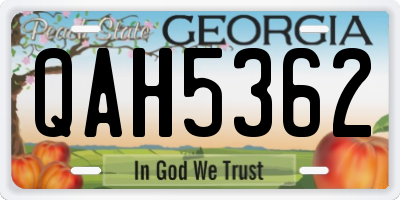 GA license plate QAH5362