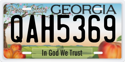 GA license plate QAH5369
